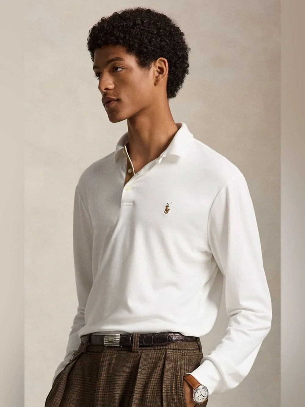 NWT Polo Ralph Lauren WHITE Soft Cotton Long Sleeve Collared Polo Shirt